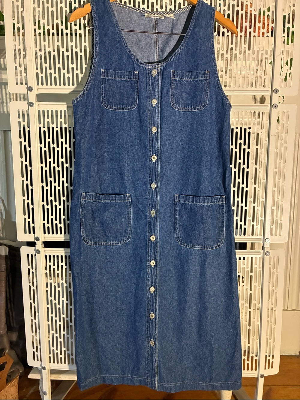 Basic Editions Blue Denim Button-Front Midi Dress